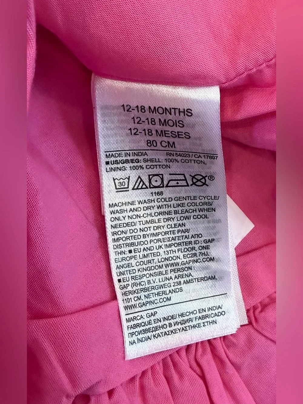 Baby GAP Long Sleeve Bubble Dress, Pink, Size 12-18 Months, NEW